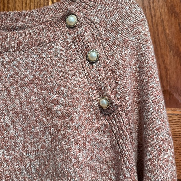 NWOT Womens Heather Pink Pullover Long Sleeve Sweater Button Design XL Polyester - Picture 6 of 15